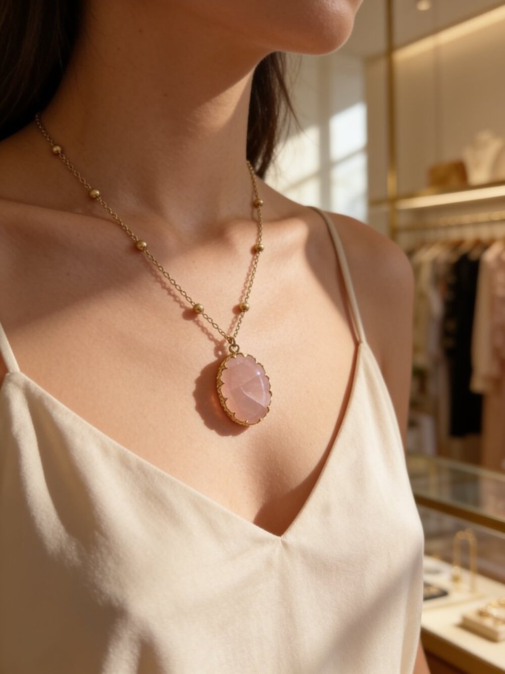 Elegant Pink Quartz Necklace